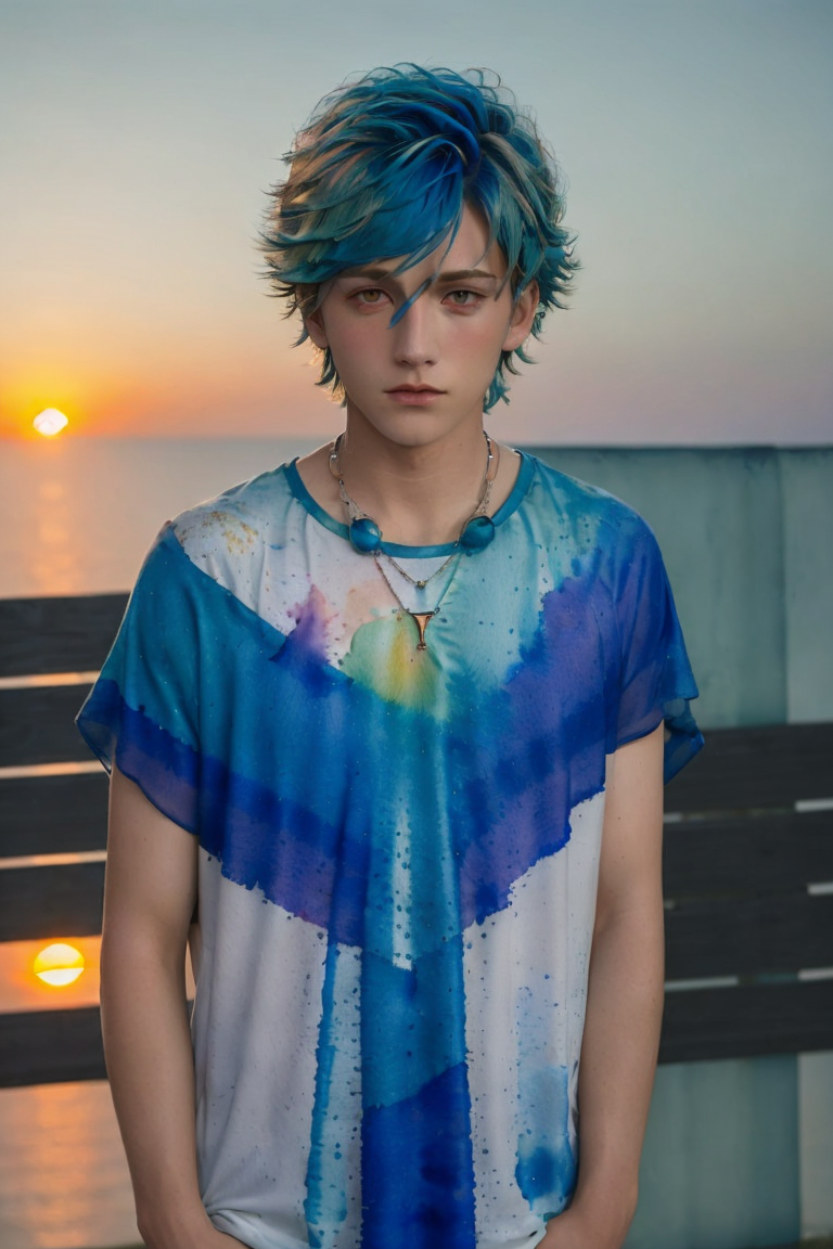 00937-278430597-_lora_handsome_0.7_ 1boy,blue hair, multicolored hair, necklace,solo,sunset.png